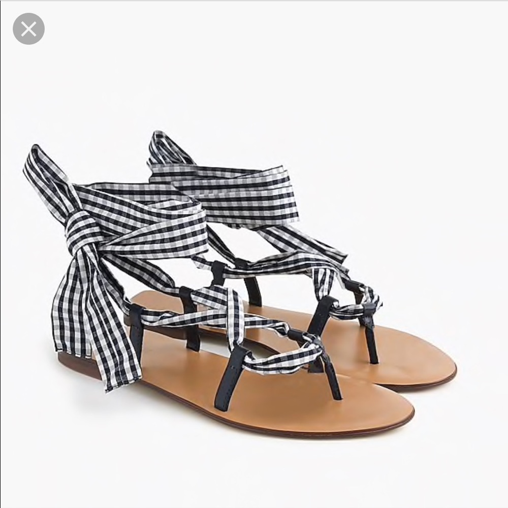 J. Crew wrap-around sandal in gingham